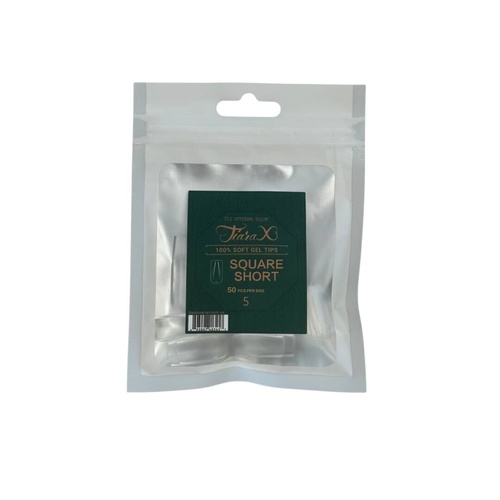 TiaraX - Gel X Soft Tips Nails Clear - Square Short - Refill Tip Bags Size #5 50pcs