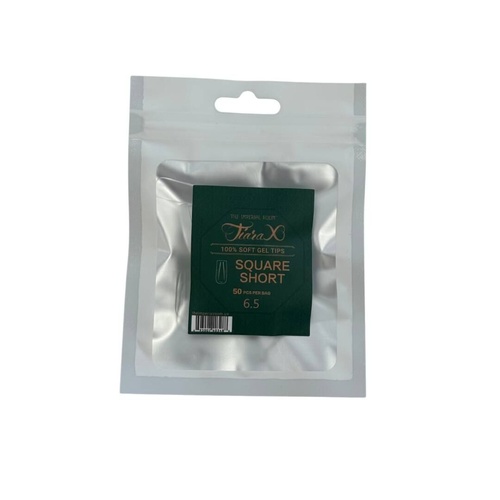 TiaraX - Gel X Soft Tips Nails Clear - Square Short - Refill Tip Bags Size #6.5 50pcs