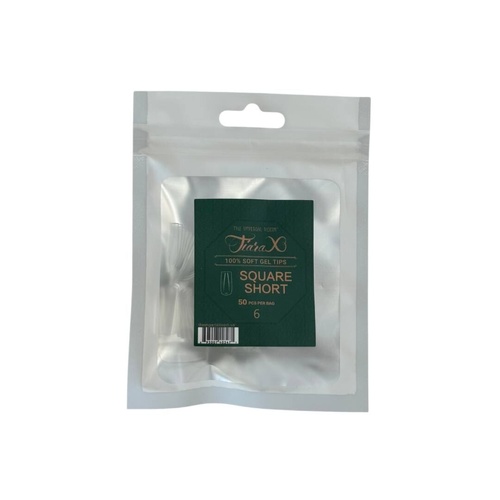 TiaraX - Gel X Soft Tips Nails Clear - Square Short - Refill Tip Bags Size #6 50pcs