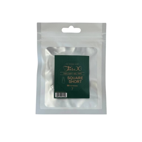 TiaraX - Gel X Soft Tips Nails Clear - Square Short - Refill Tip Bags Size #7 50pcs