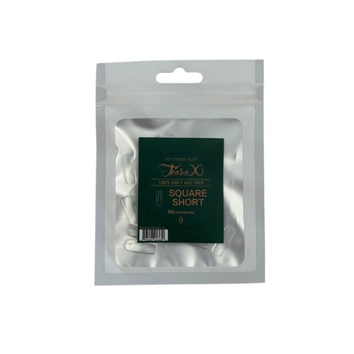 TiaraX - Gel X Soft Tips Nails Clear - Square Short - Refill Tip Bags Size #9 50pcs