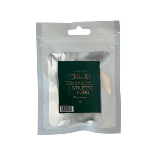 TiaraX - Gel X Soft Tips Nails Clear - Stiletto Long - Refill Tip Bags Size #6 50pcs