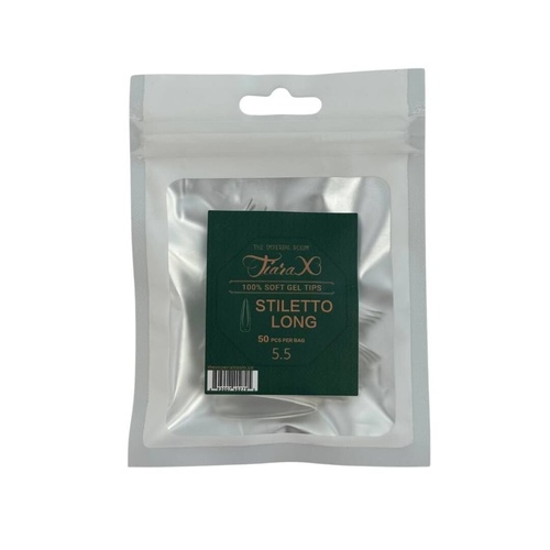 TiaraX - Gel X Soft Tips Nails Clear - Stiletto Long - Refill Tip Bags Size #5.5 50pcs