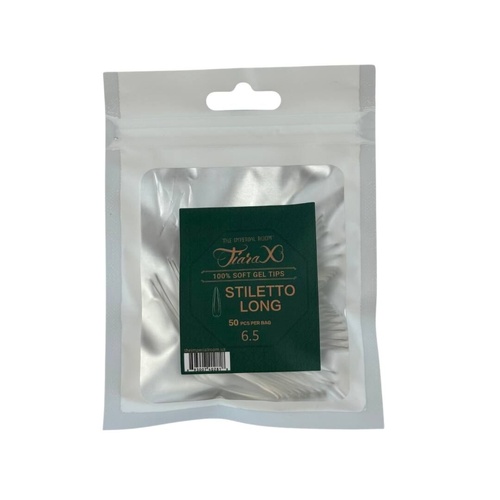TiaraX - Gel X Soft Tips Nails Clear - Stiletto Long - Refill Tip Bags Size #6.5 50pcs
